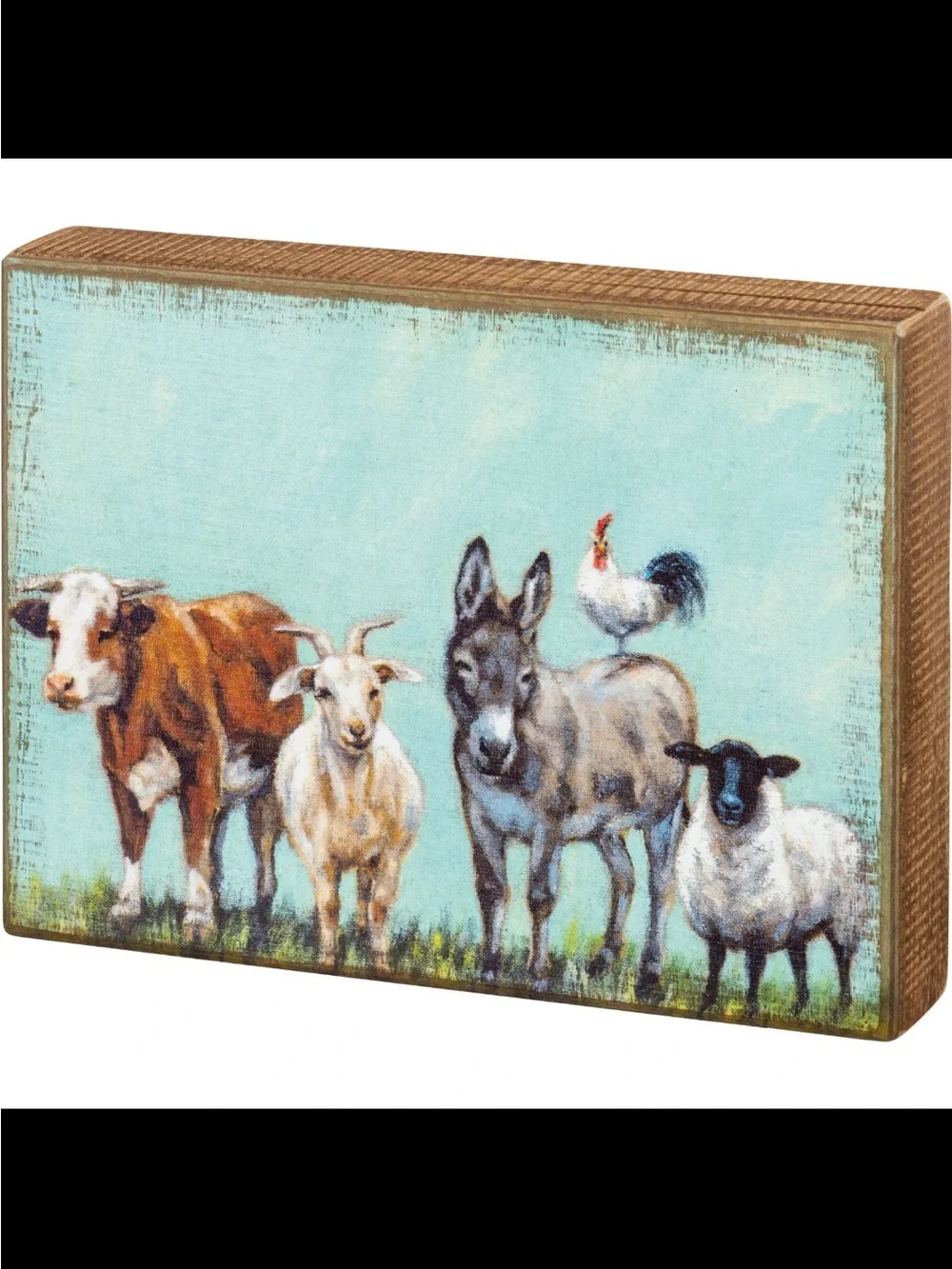 Primitives by Kathy Rustic Farm Animals Wall Block - Blue, Brown, White